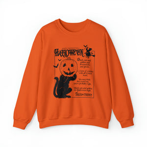 "BLACK CATS AND GOBLINS" Orange DTG Crewneck Sweatshirt