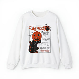 "BLACK CATS AND GOBLINS" White DTG Crewneck Sweatshirt