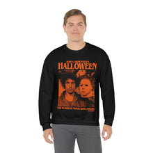 Load image into Gallery viewer, &quot;THE SCARIEST MOVIE...&quot; Orange on Black DTG Crewneck Sweatshirt