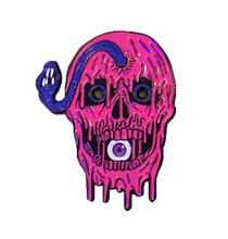 Load image into Gallery viewer, &quot;SLIMY EYEBALL SKULL&quot; Light Up Enamel Pin